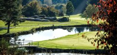 Golfové hřiště s jezírkem a stromy v Haugschlagu